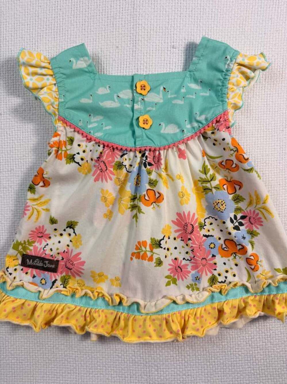 Matilda Jane Floral Swan Print Dress Size 9-12M